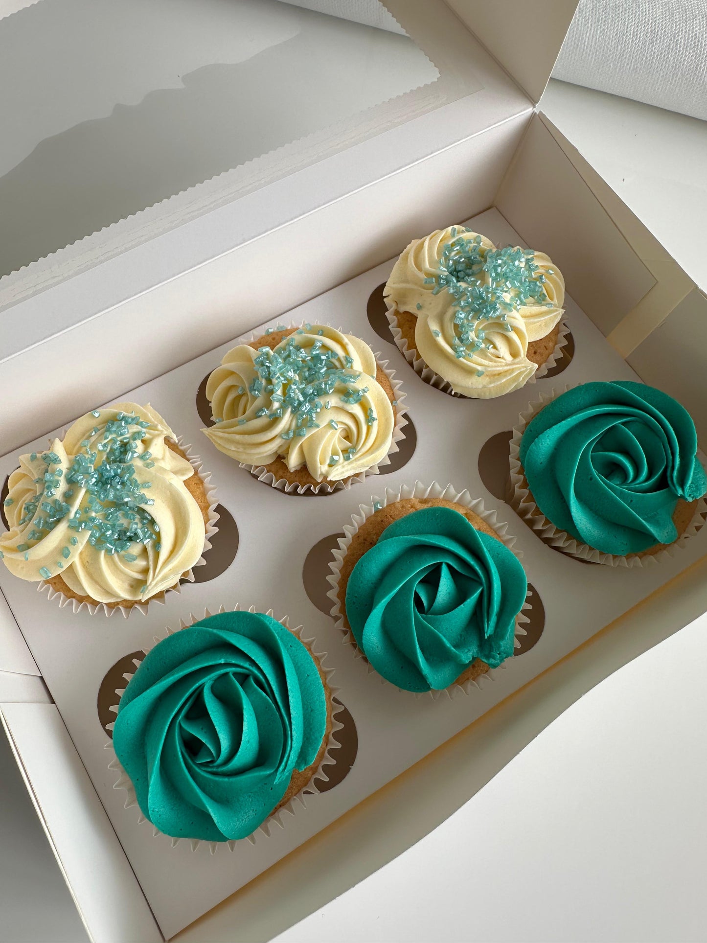 Aqua Rose Cupcakes