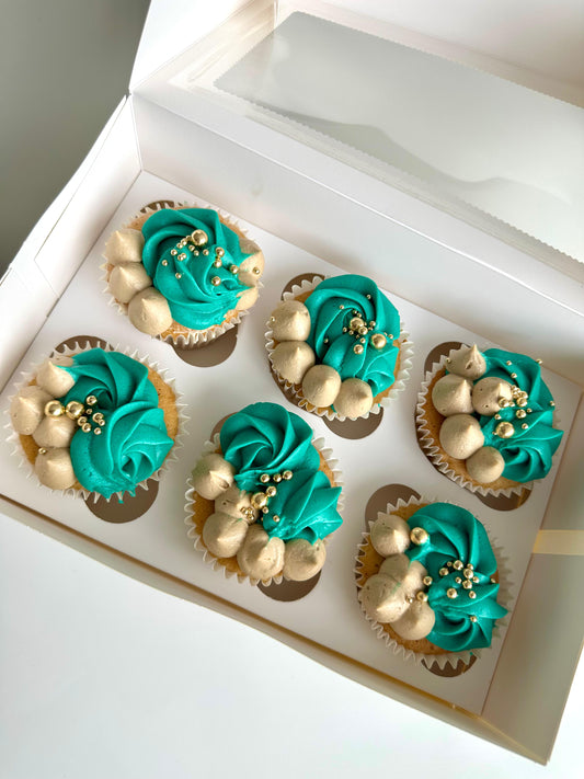 Teal & Taupe Swirls Cupcakes