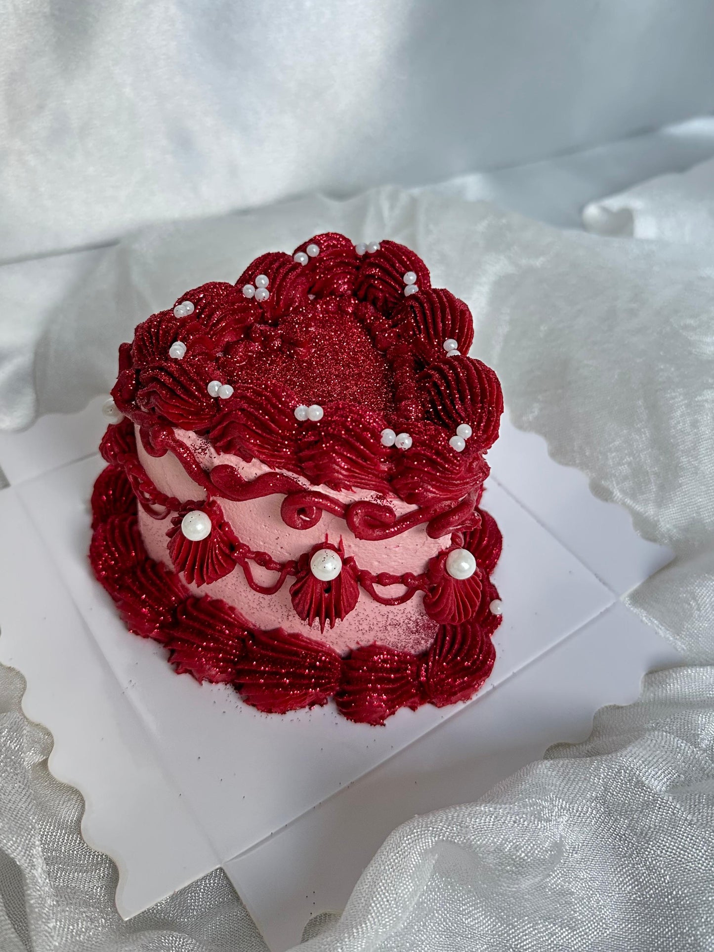 Glitter heart cake